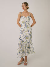 Langes Camisole-Kleid mit Rüschen und Blumenmuster